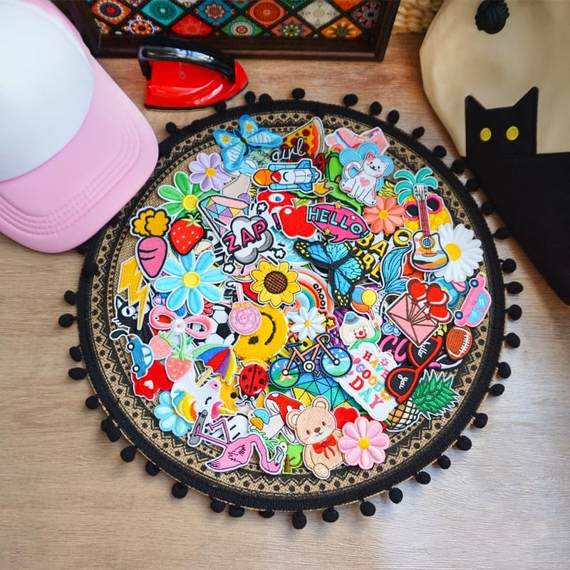 Solasocool Embroidered Iron on Patches Bulk 120pcs Applique Sew on Patch for Clothes Hats Backpacks Fabric Cute Embroidery Patches for Clothing Jeans Jackets DIY Accessories - Image 2